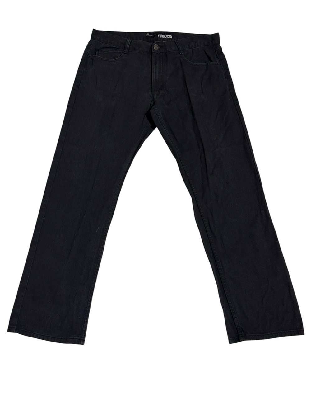 Mecca Men's Dark Wash Straight Leg Black Y2K Skater Denim Jeans Size 36x34